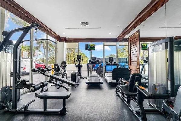 a view of a room with gym equipment