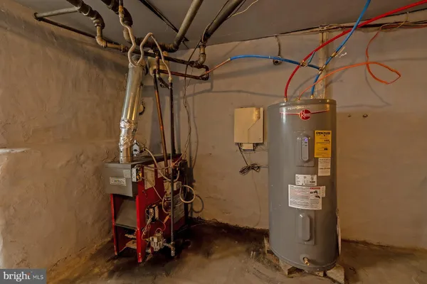 a view of a storage room with a shower