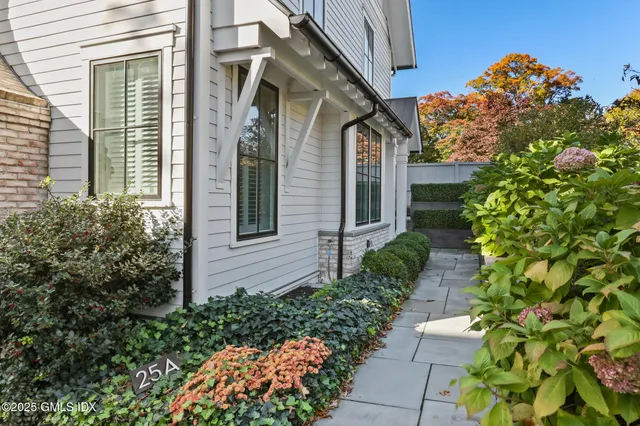 a view of a pathway of the house with potted plants
