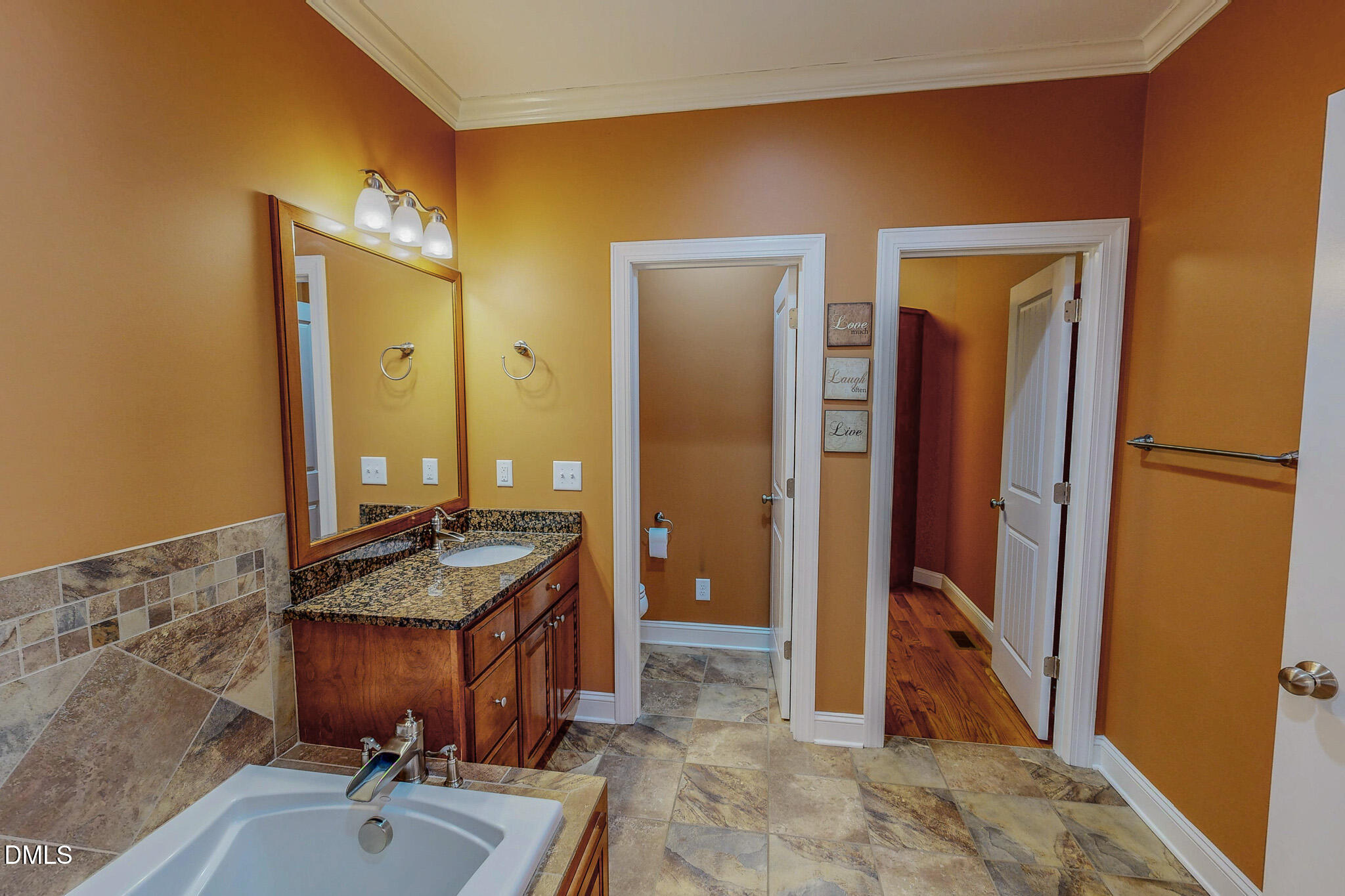 84 MacBeth Lane Roxboro, NC 27574 - Photo 26 of 64 a bathroom with a granite countertop sink and a mirror