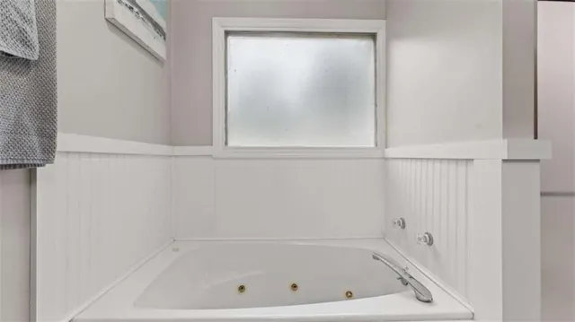 a bathroom with a tub
