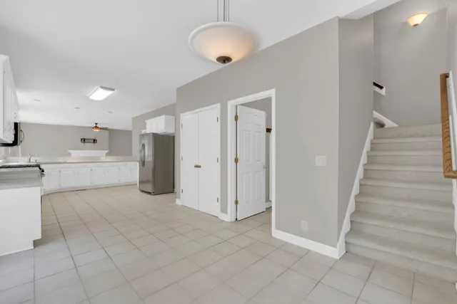 a view of a lake with a mountain in the back