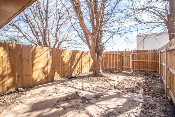 a view of backyard and trees