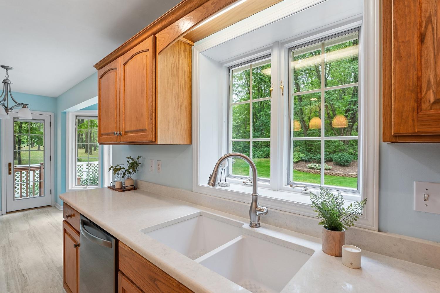 5964 West Schultz Road La Porte, IN 46350 - Photo 22 of 53 a kitchen with a sink a counter and a potted plant