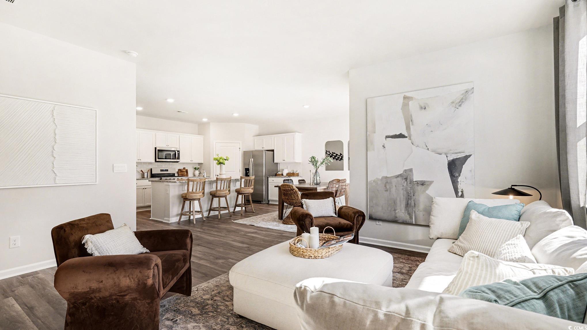 312 RookRoost Circle Conway, SC 29526 - Photo 8 of 29 Living room featuring dark wood-style floors and recessed lighting