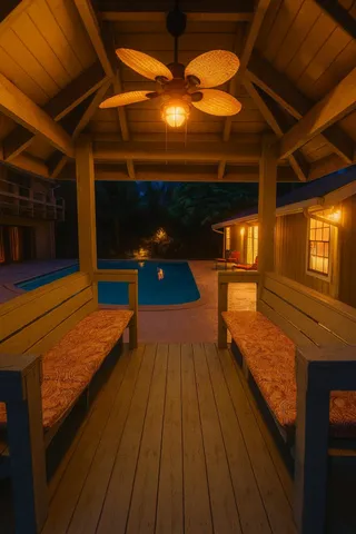 a bedroom with a bed and a table in it