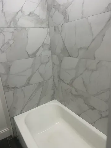 a bathroom with a bathtub