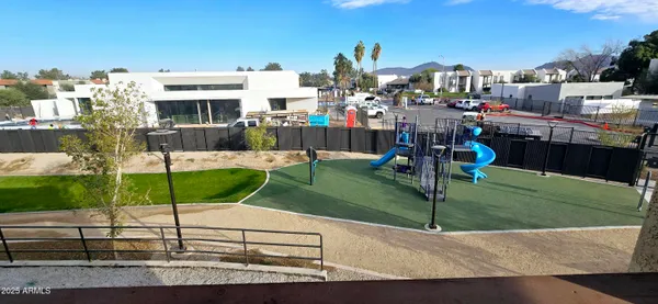 a view of a park with plants