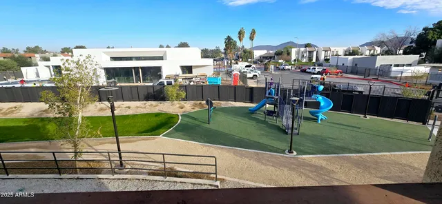 a view of a park with plants