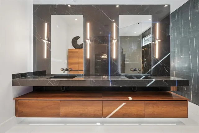 a living room with chairs