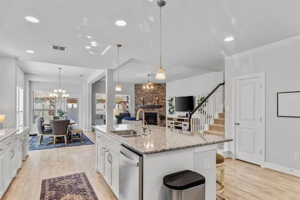 an aerial view of a swimming pool