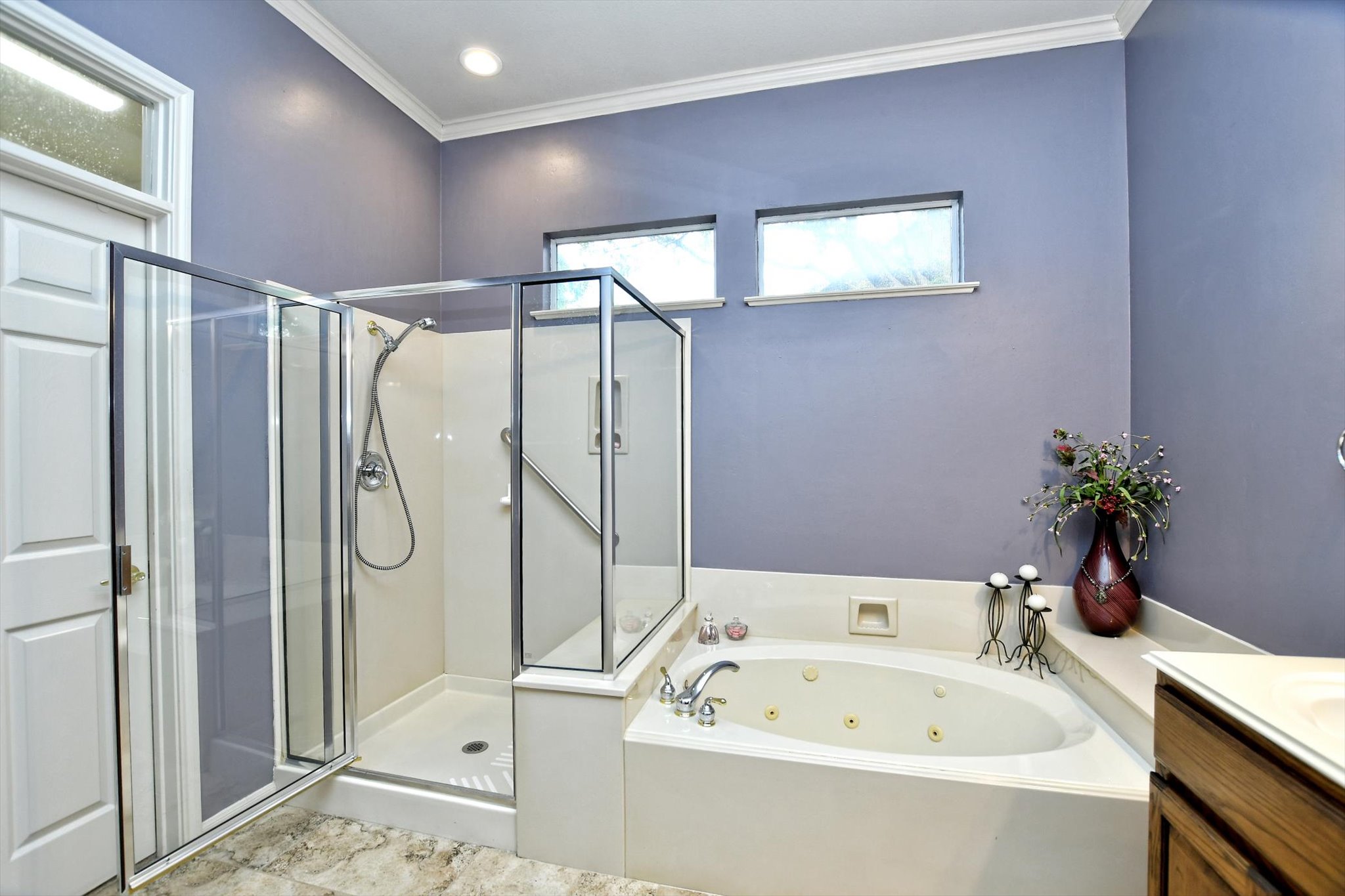 106 Nighthawk Way Georgetown, TX 78633 - Photo 19 of 29 Relax in the deep soaking tub or the glass-enclosed shower of this well-appointed private bath.
