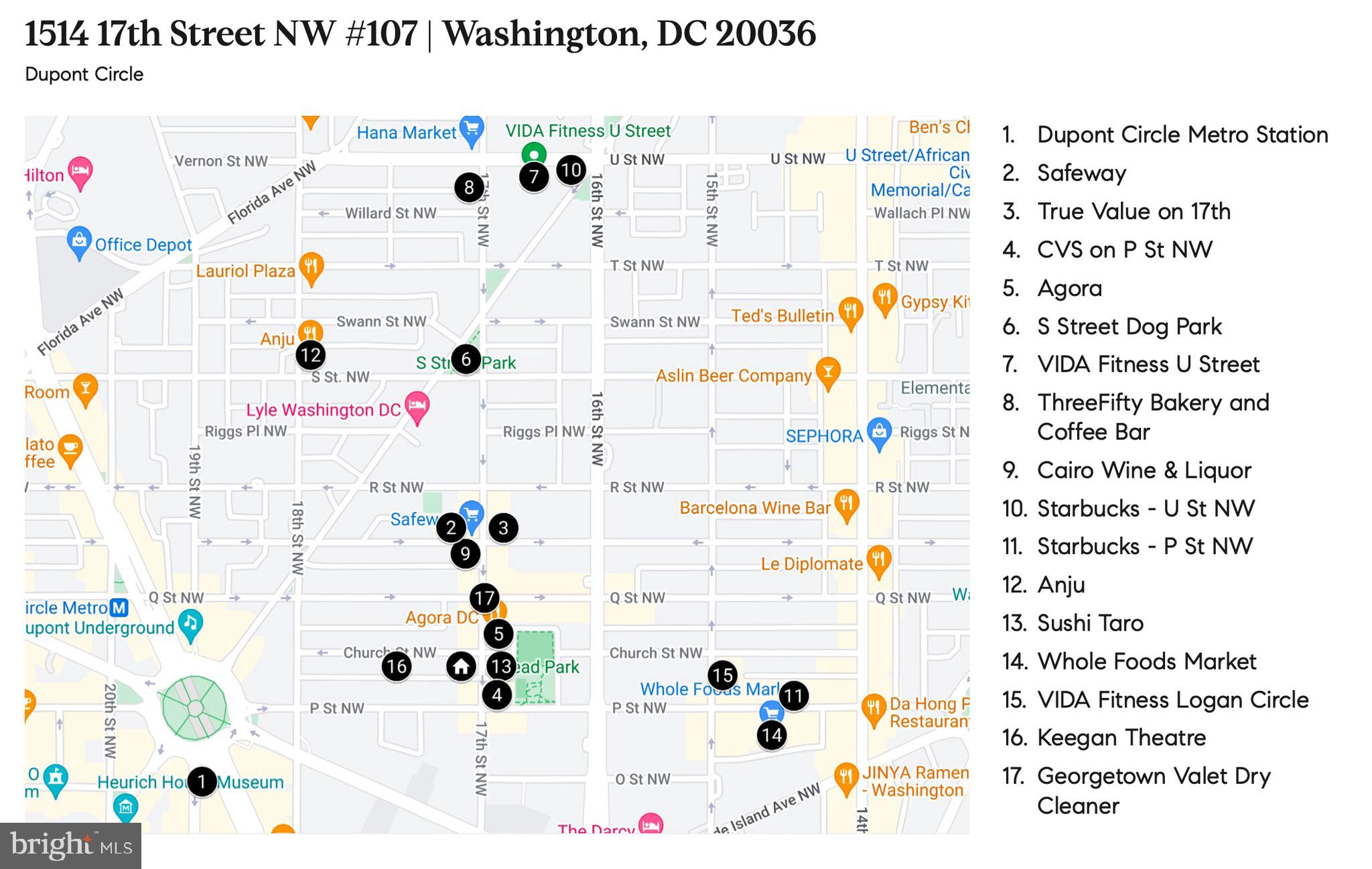 1514 17th Street Northwest, Unit 107 Washington, DC 20036 - Photo 49 of 63 Neighborhood Amenities