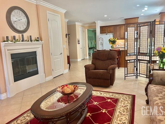 Undisclosed Address Bakersfield, CA 93306 - Photo 11 of 51 a living room with furniture a clock and a fireplace