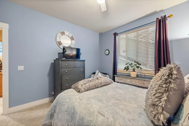 an aerial view of houses and trees