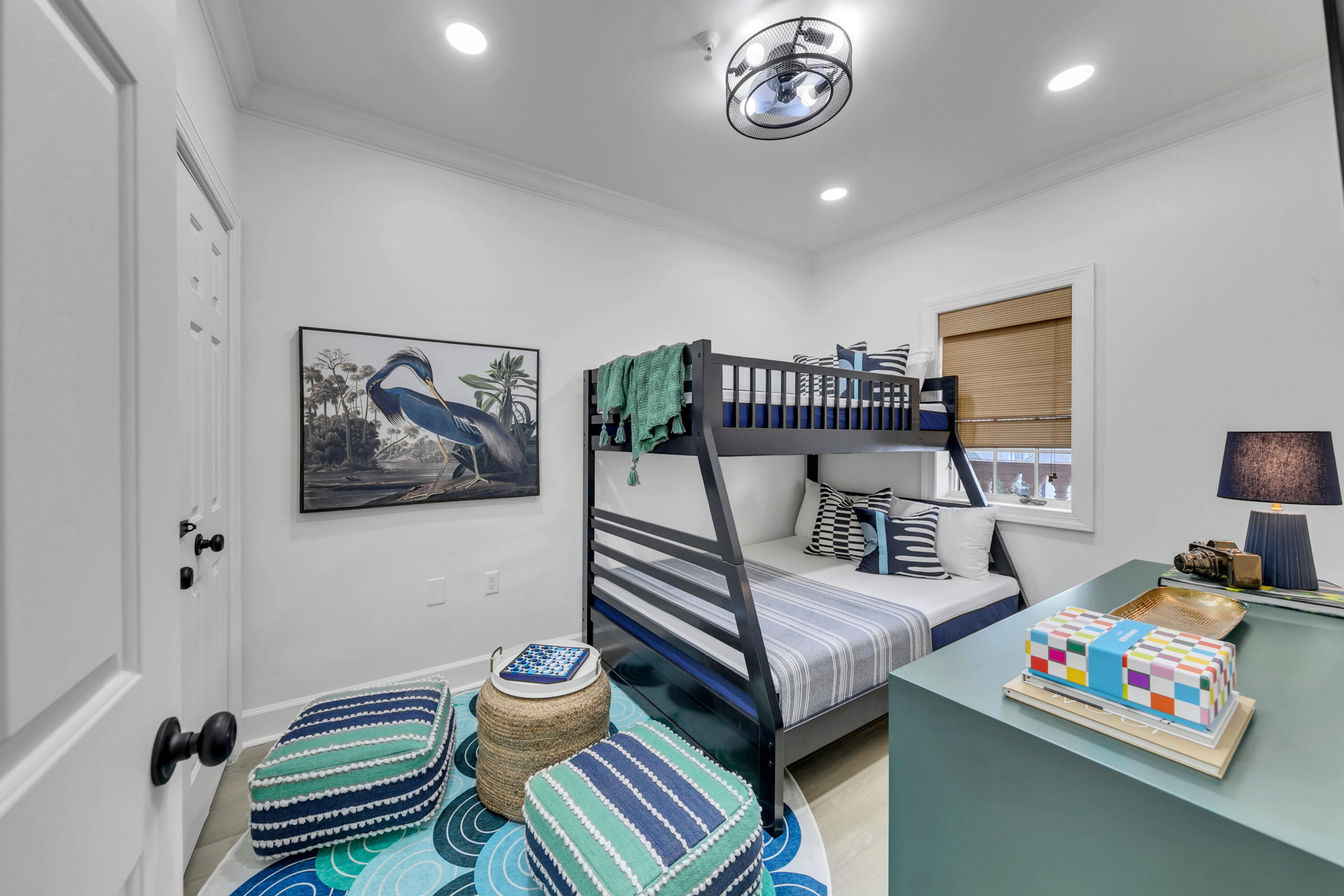 10343 East County Highway 30A, Unit E402 Inlet Beach, FL 32413 - Photo 24 of 34 a bedroom with a bed and a chandelier