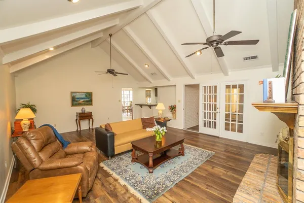 a living room with furniture