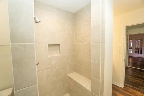 a bathroom with a shower