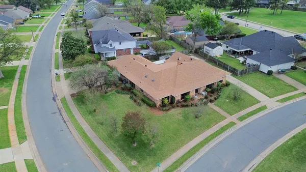 an aerial view of a house