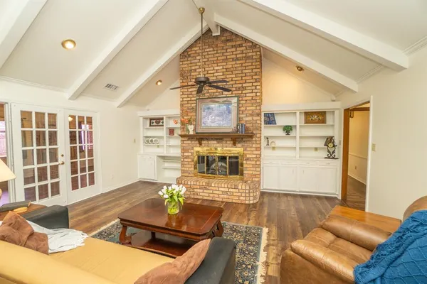 a living room with furniture