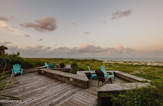 a view of a terrace with chairs