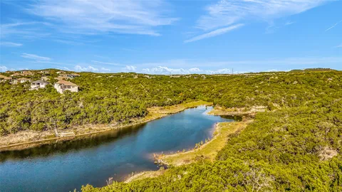 a view of a large body of water with lots of trees