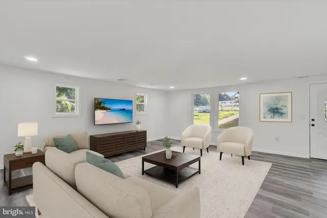 a living room with furniture