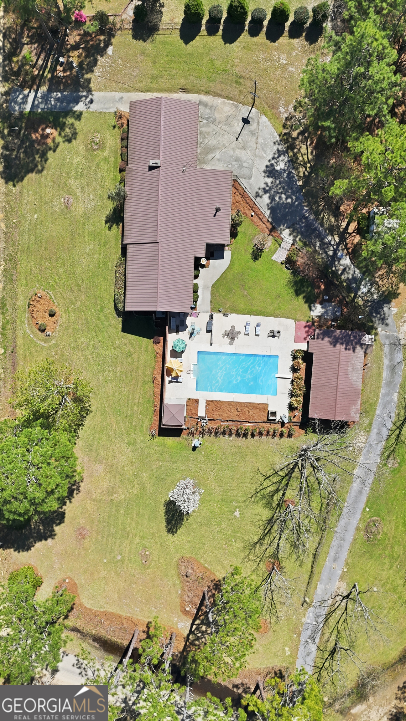 333 Rainbow Ridge Swainsboro, GA 30401 - Photo 41 of 46 an aerial view of residential house with pool