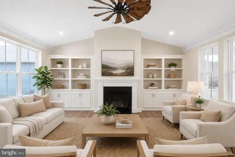 a spacious bedroom with a bed and a chandelier