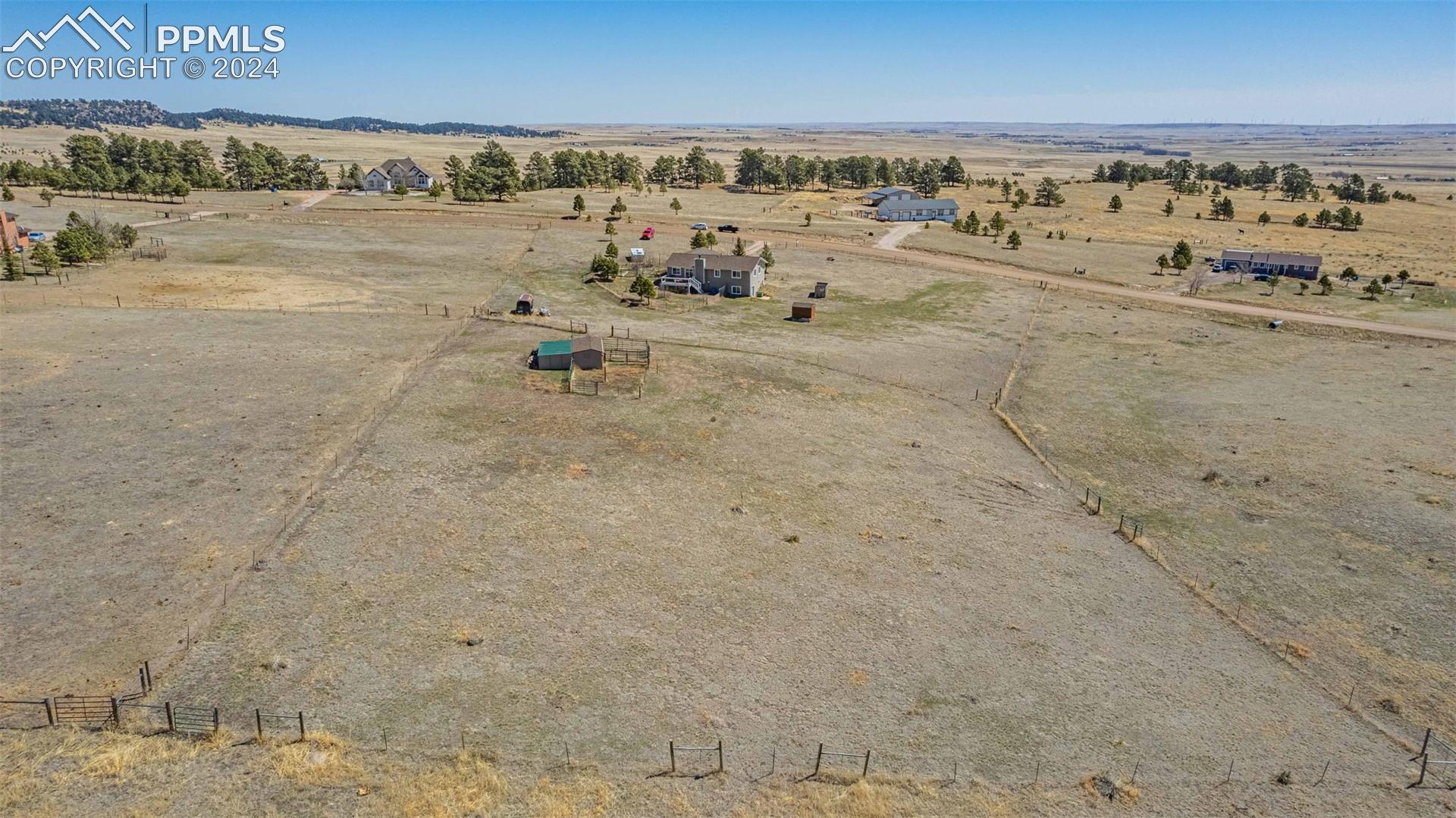 17650 Fremont Fort Road Peyton, CO 80831 - Photo 34 of 41 Aerial view with a rural view