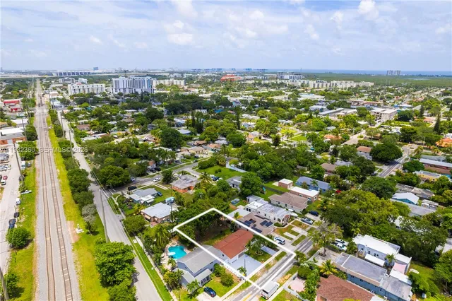 an aerial view of multiple house