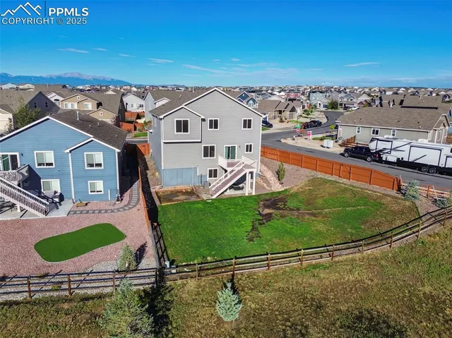 an aerial view of a house
