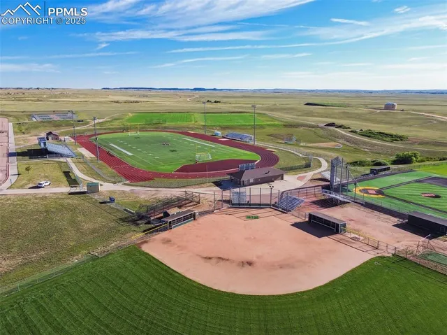 an aerial view of a house