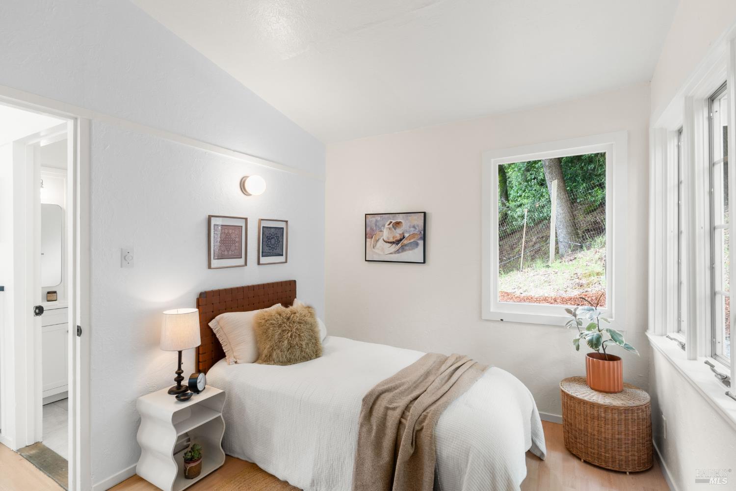 206 Bolinas Road Fairfax, CA 94930 - Photo 19 of 43 Bedroom 2. Both bedrooms feature fresh paint and door knobs. This room has a separate, locking entrance to the backyard.