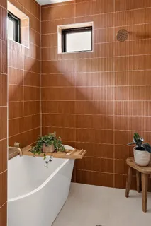 a bathroom with a tub