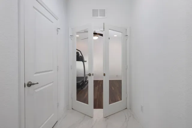 a room with gym equipment