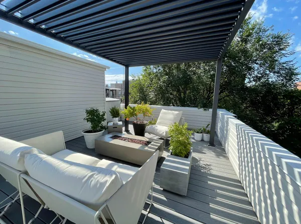 a outdoor space with furniture