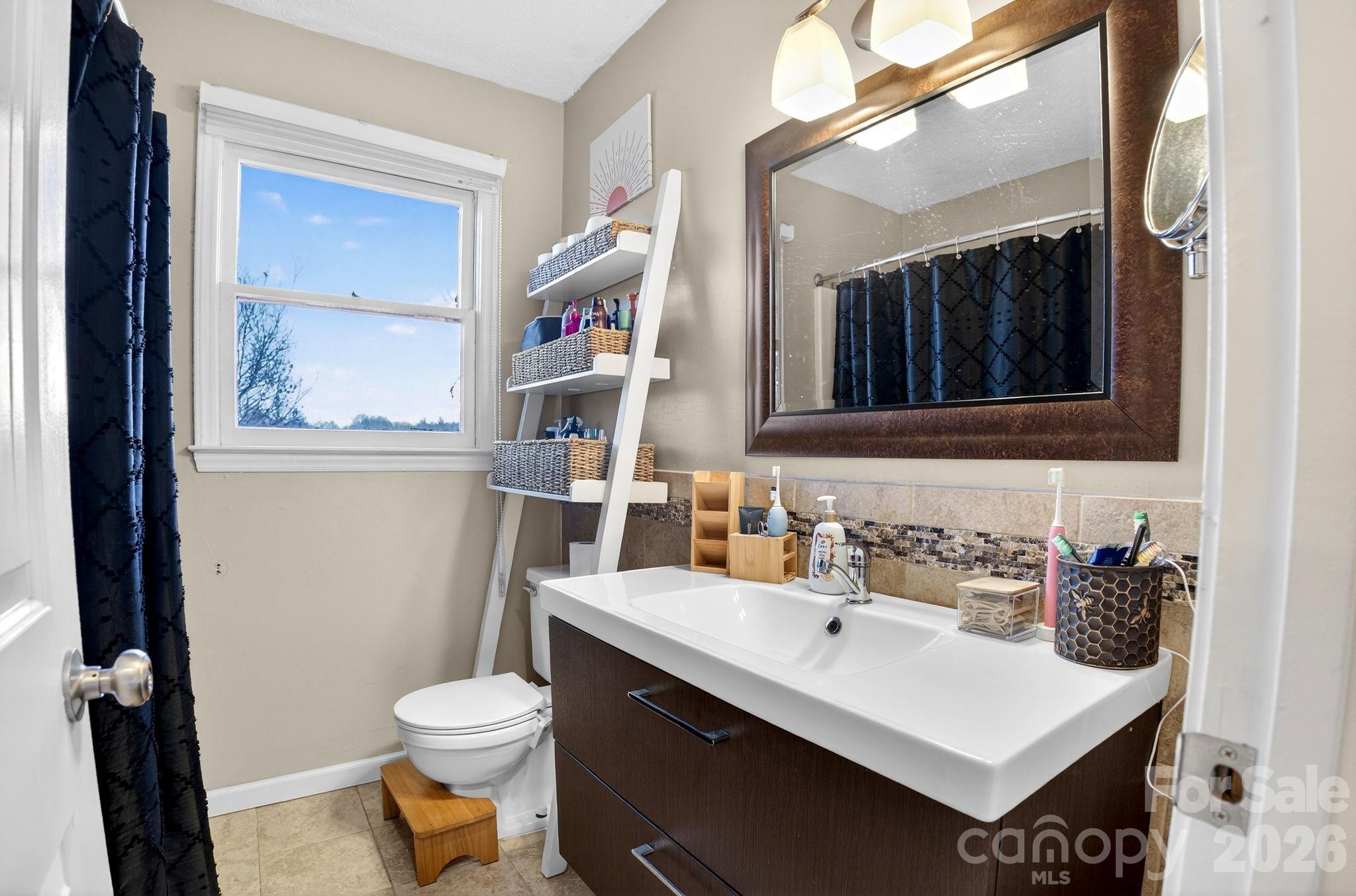 225 Baxter Street Morganton, NC 28655 - Photo 9 of 22 a bathroom with a sink a toilet and a mirror