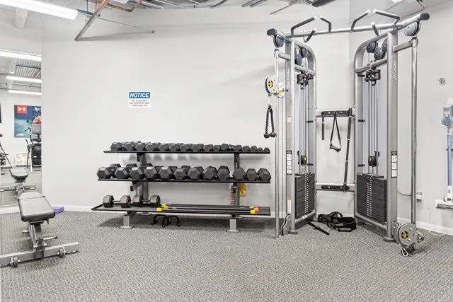 a view of a room with gym equipment