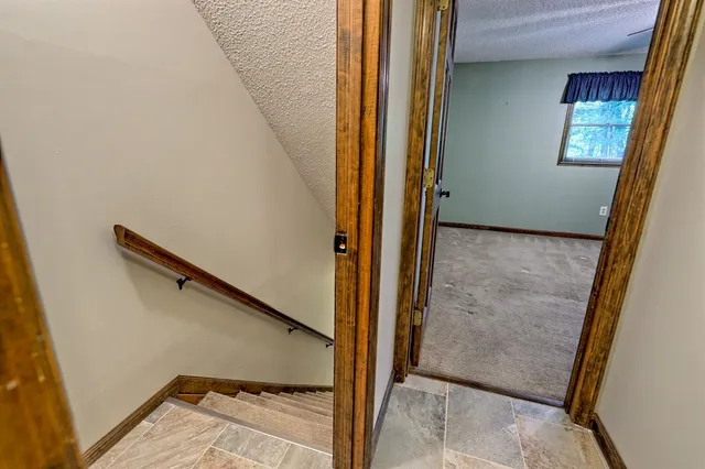 a view of a house with a yard and tree s