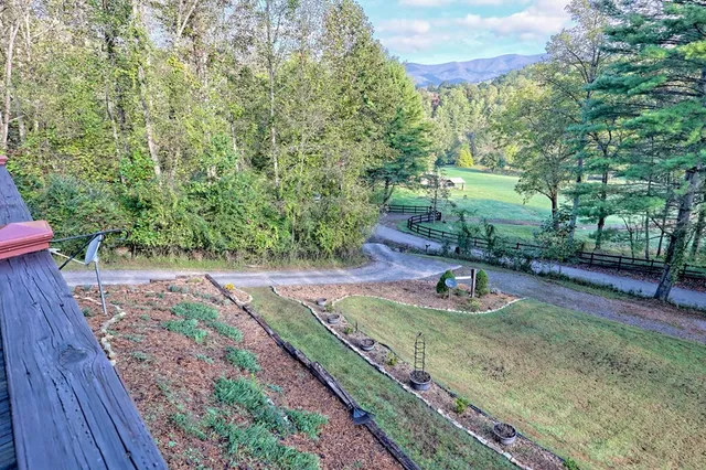 a view of a backyard with a garden