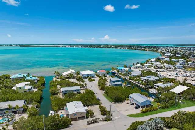 an aerial view of a house with a garden