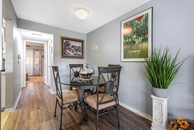 a view of a livingroom with furniture and a potted plant