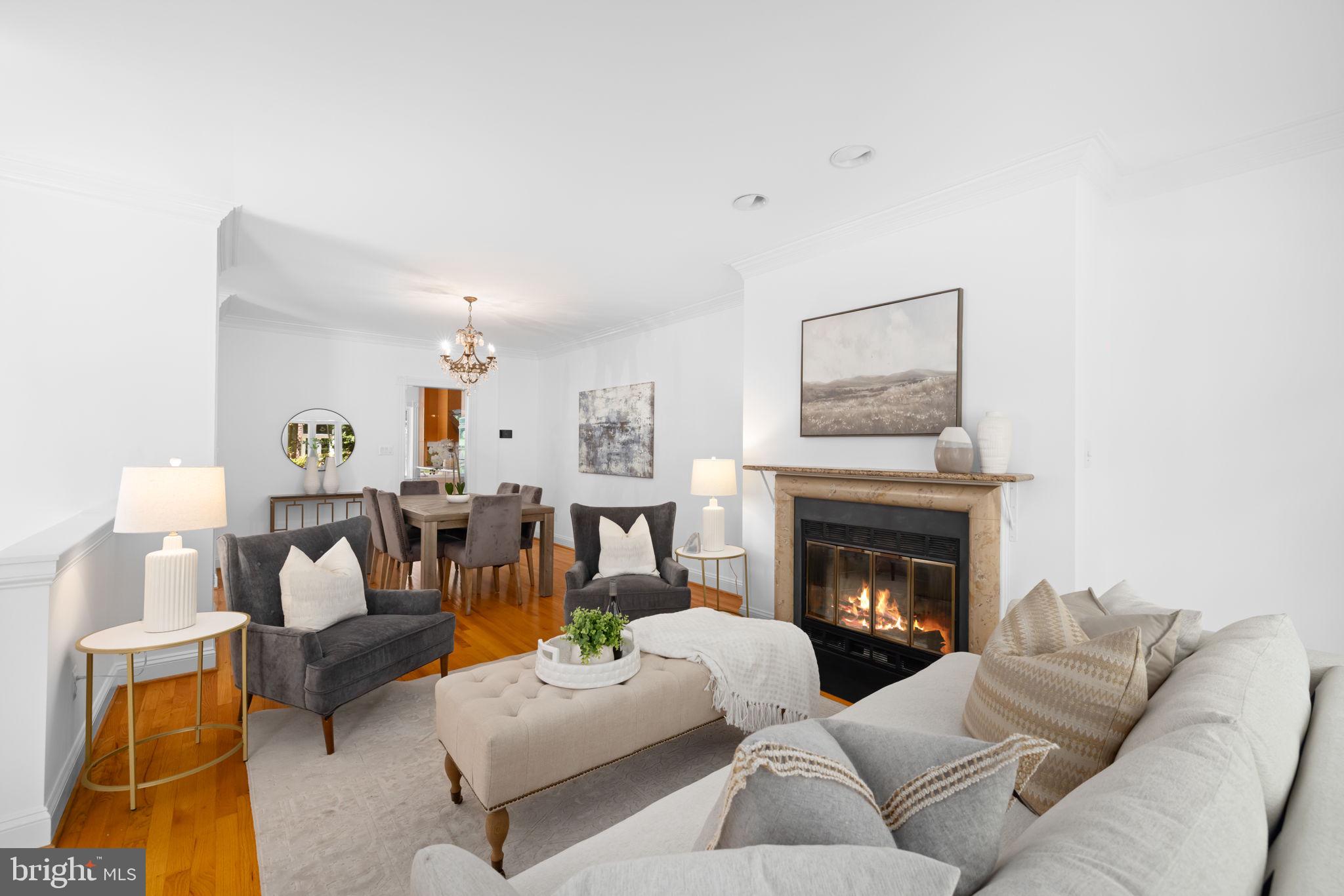 4018 Chancery Court Northwest Washington, DC 20007 - Photo 4 of 43 a living room with furniture and a fireplace