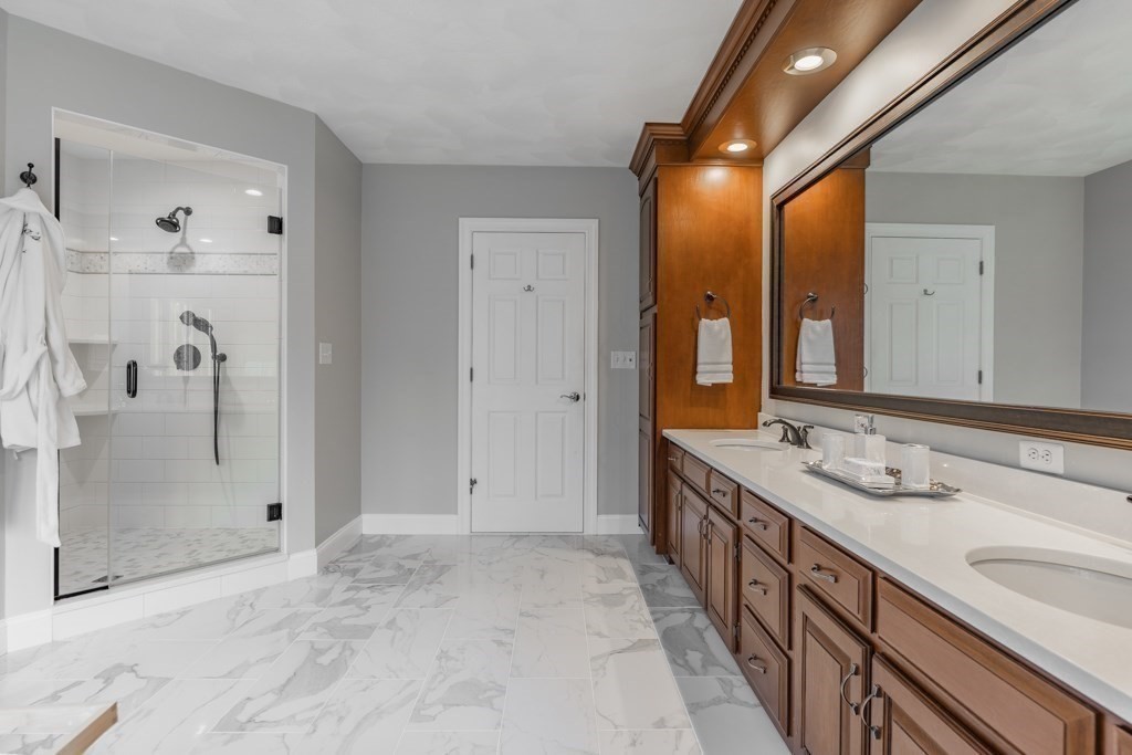 4 Walker Lane Boxford, MA 01921 - Photo 36 of 40 a spacious bathroom with a double vanity sink mirror and double