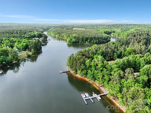 a view of a lake with a mountain in the background