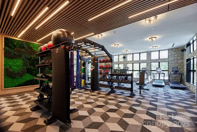a view of a chairs and tables in patio