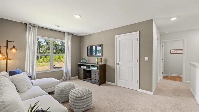 a outdoor space with lots of white furniture