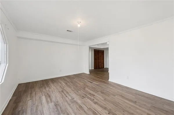 an empty room with windows