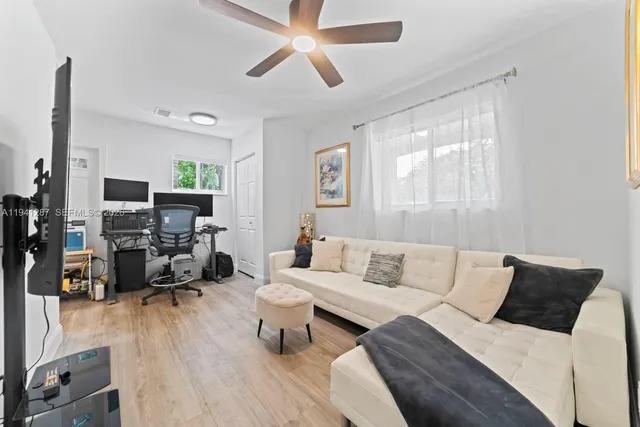 a living room with furniture